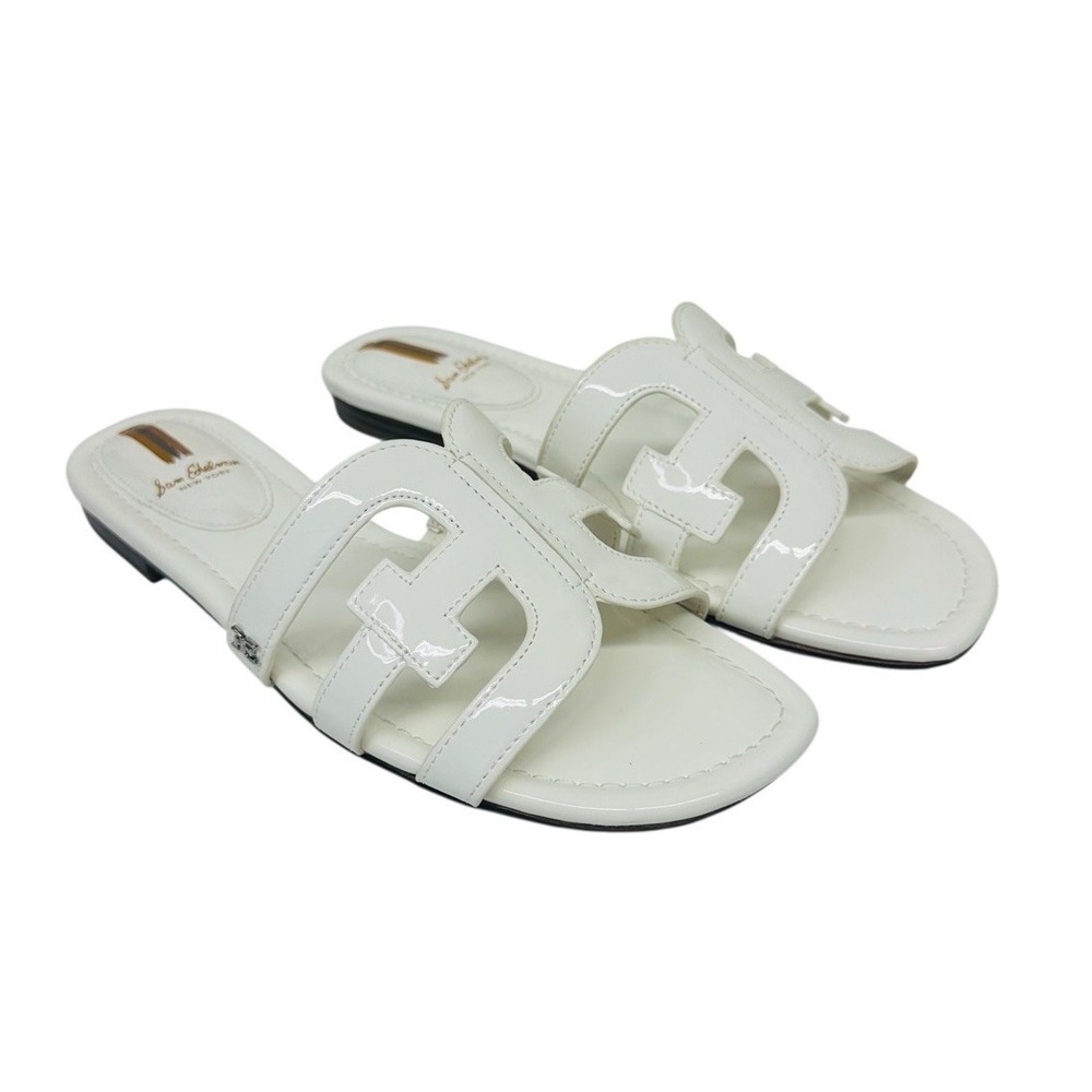 Sam Edelman Bay Cutout Slide White Leather Women's Flat Sandals Size 9M US NWB